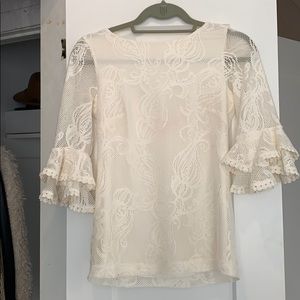 Lilly Pulitzer bell sleeve lace white shirt